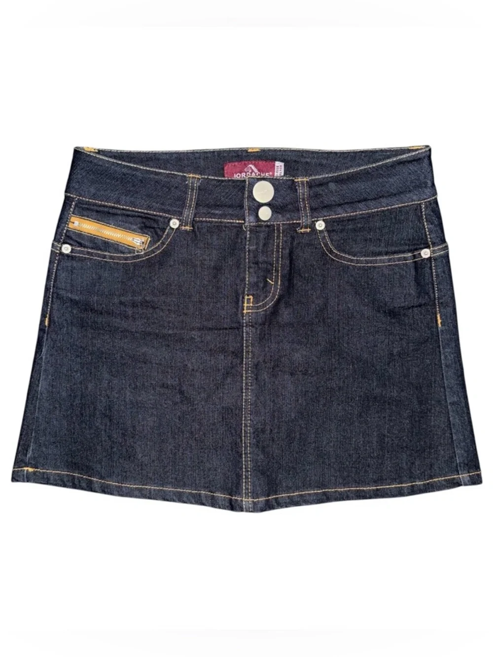 Vintage 90s Jordache Low Rise Denim Mini Skirt Dark Retro Womens 5/6 Stretch Y2K
